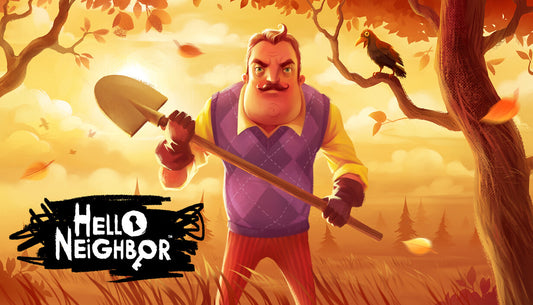 Official cover art for Hello Neighbor featuring a stylized house and the mysterious neighbor character.