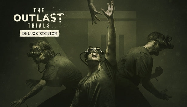 Official cover art for the survival horror game The Outlast Trials Deluxe Edition.