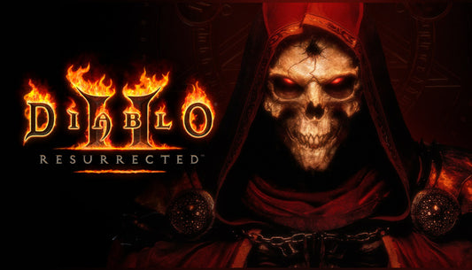 Official cover art for the action RPG Diablo II: Resurrected featuring a dark, atmospheric fantasy theme.