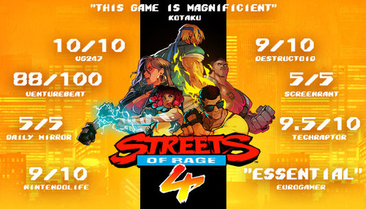 Official cover art for the beat 'em up game Streets of Rage 4 featuring Axel, Blaze, and Cherry in a vibrant, hand-drawn style.