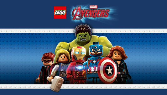 Official cover art for the action-adventure game LEGO MARVEL's Avengers featuring various Marvel characters in LEGO form.