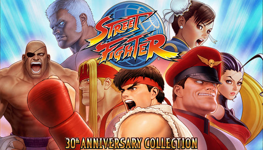 Official cover art for Street Fighter 30th Anniversary Collection featuring classic characters in a collage.
