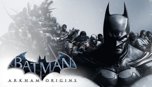 Official cover art for the action-adventure game Batman: Arkham Origins featuring Batman standing in a dark, snowy setting.