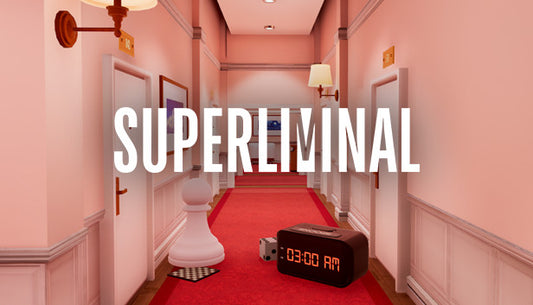 Official cover art for the surreal puzzle game Superliminal featuring a red house and its shadow.