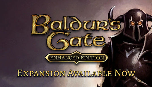 Official cover art for Baldur's Gate: Enhanced Edition featuring a group of heroes and a menacing armored figure.
