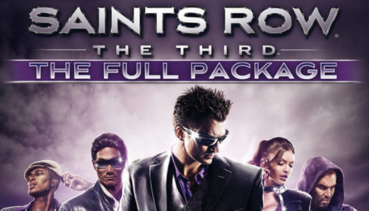 Official promotional art for Saints Row: The Third - The Full Package PC Steam game bundle, an action-adventure sandbox third-person shooter developed by Deep Silver Volition.