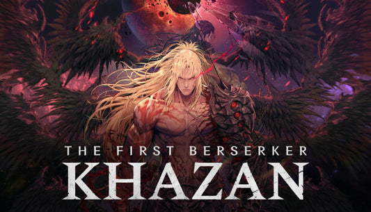 Official cover art for the action RPG The First Berserker: Khazan featuring a dark fantasy warrior.