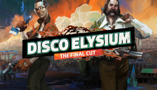Official cover art for the RPG Disco Elysium - The Final Cut featuring a stylized, colorful illustration of a man.