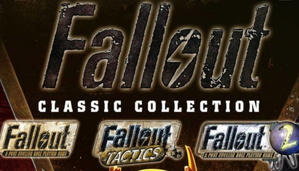 Official cover art for Fallout Classic Collection featuring a robotic Power Armor helmet against a dark background.