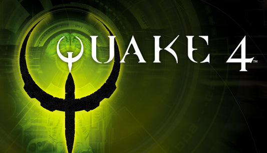 Action-packed cover art for Quake 4 featuring a battle-hardened marine in sci-fi armor against a dark, industrial backdrop.