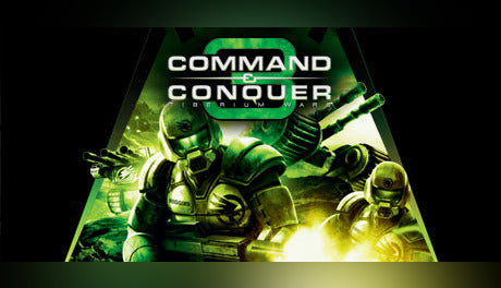 Official cover art for the strategy game Command & Conquer 3 Tiberium Wars featuring a futuristic soldier and alien tripod.