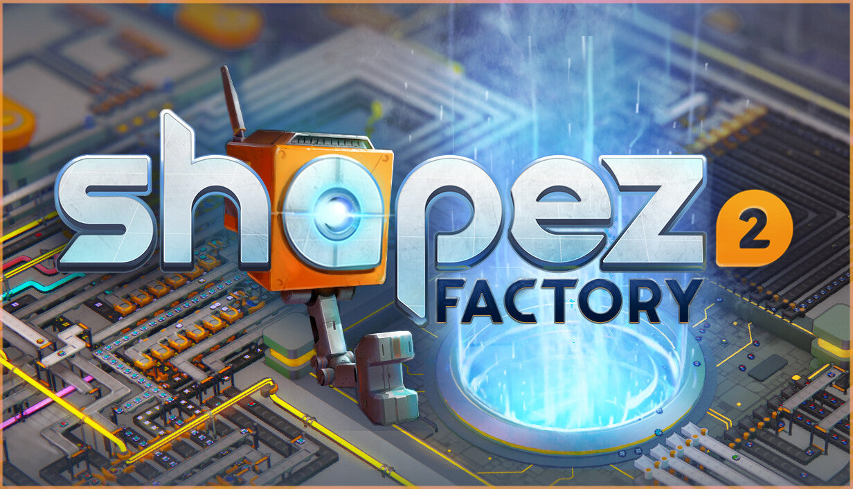 Official cover art for shapez 2, a stylized 3D factory building and automation game set in space.