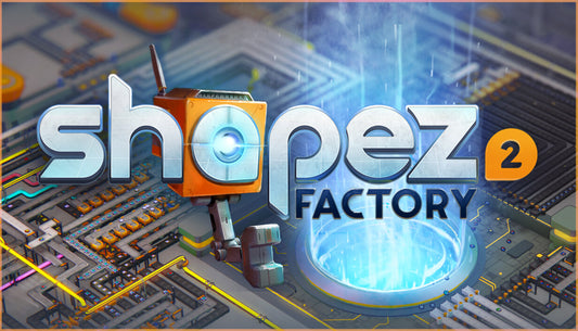 Official cover art for shapez 2, a stylized 3D factory building and automation game set in space.