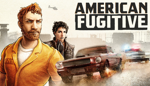 Official promo art for the sandbox action-adventure game American Fugitive, developed by Fallen Tree Games and published by Curve Games.