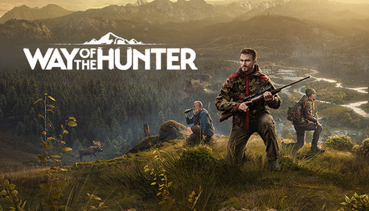 Official cover art for Way of the Hunter featuring a hunter overlooking a scenic mountain valley at sunset.