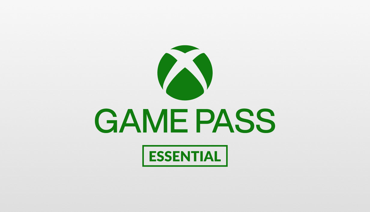Official cover art for Xbox Game Pass Essential 12 Months subscription featuring the green Xbox logo on a white background.