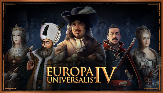 Official cover art for the grand strategy game Europa Universalis IV featuring a regal historical figure.