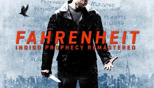 Official cover art for Fahrenheit: Indigo Prophecy Remastered featuring a mysterious figure in a snowy, urban setting.