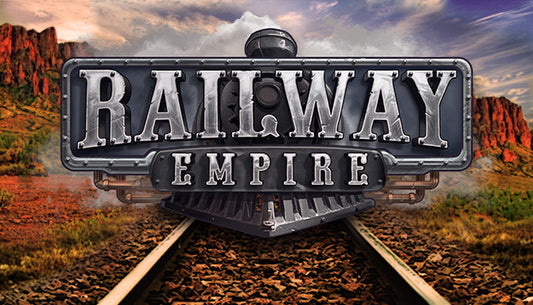 Steam locomotive on a track for the strategy game Railway Empire.