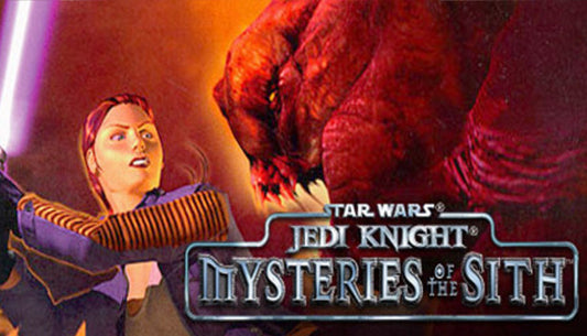 Official cover art for the retro sci-fi shooter Star Wars Jedi Knight - Mysteries of the Sith.