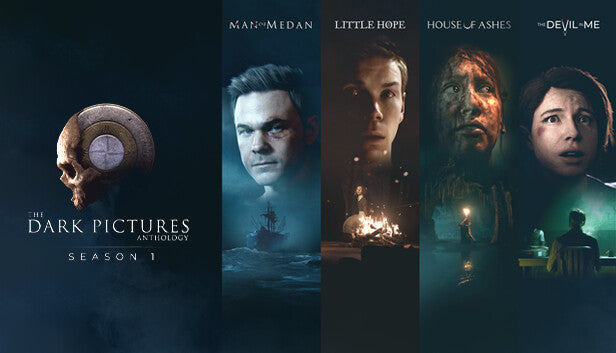 Official cover art for The Dark Pictures Anthology: Season One, featuring various characters and eerie, cinematic scenes.