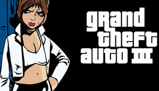 Official cover art for the action game Grand Theft Auto III featuring a montage of characters and a yellow taxi.