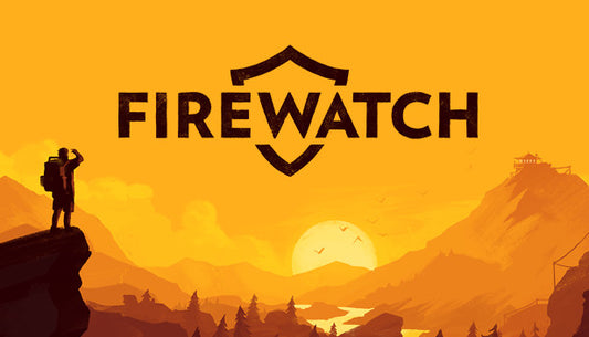 Official cover art for Firewatch featuring a stylized lookout tower against a layered orange and yellow sunset.