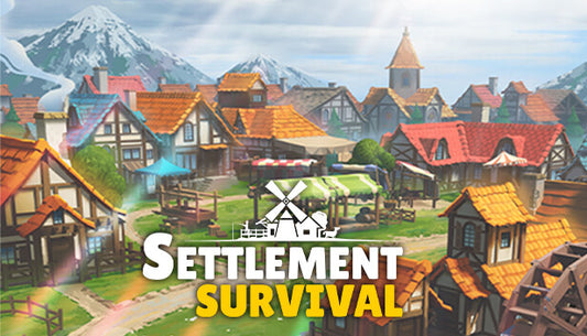 Official cover art for Settlement Survival, a city-building simulation and survival strategy game by Gleamer Studio.
