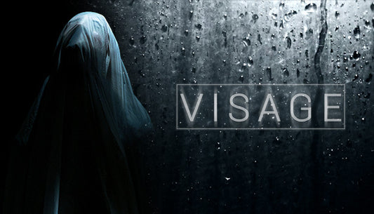 Official cover art for the psychological horror game Visage featuring a dark and eerie atmosphere.