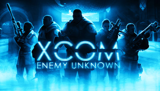Official cover art for the strategy game XCOM: Enemy Unknown featuring a soldier in tactical gear.