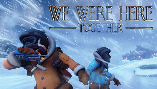 Official cover art for the cooperative puzzle game We Were Here Together featuring two explorers in a snowy landscape.