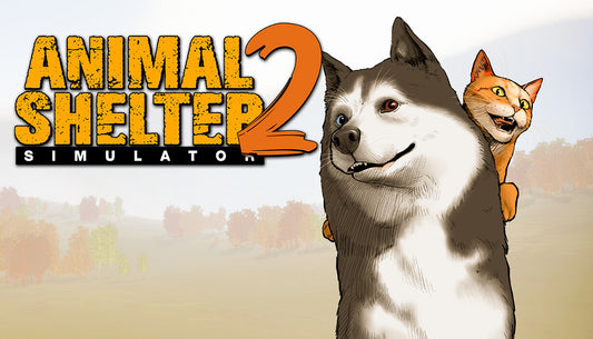 Official cover art for Animal Shelter 2 featuring a dog and cat in a bright, outdoor setting.