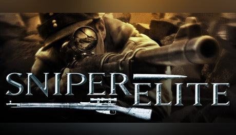 Official cover art for the tactical shooter Sniper Elite featuring a sniper in a World War II setting.