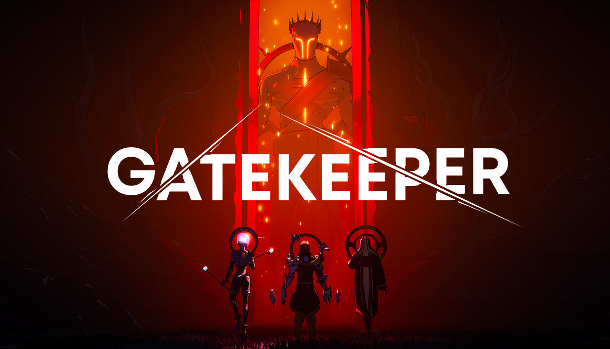 Official cover art for the game Gatekeeper featuring stylized, colorful fantasy artwork and a central mystery theme.