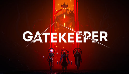 Official cover art for the game Gatekeeper featuring stylized, colorful fantasy artwork and a central mystery theme.