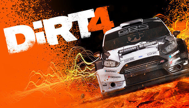 DiRT 4 PC Steam Key video game cover artwork by Codemasters. Official off-road rally racing and driving simulation game.