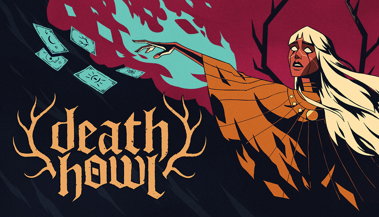 Cover art for Death Howl, an indie tactical grid-based card game by The Outer Zone and 11 bit studios.