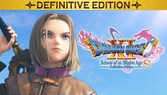Official cover art for Dragon Quest XI S: Echoes of an Elusive Age - Definitive Edition featuring the Luminary and allies.