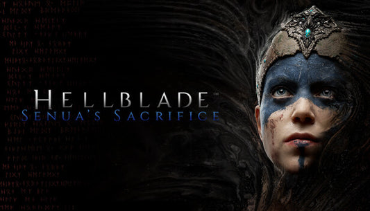 Senua from Hellblade: Senua's Sacrifice with a determined expression and blue war paint on her face.