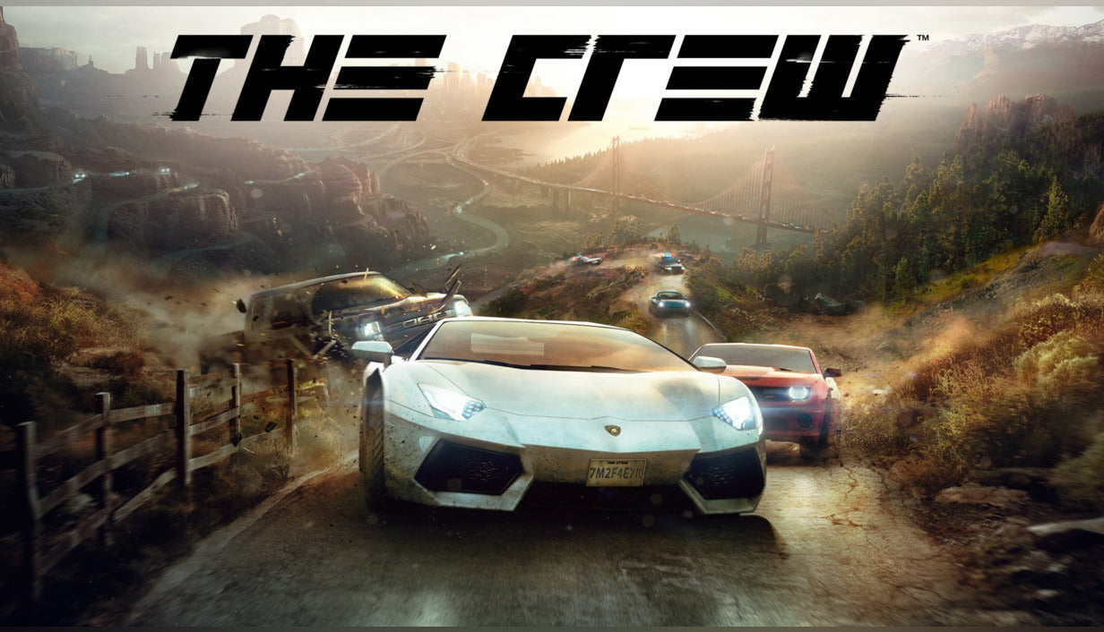 Official video game cover artwork for The Crew on XBOX One, a massively multiplayer driving and arcade racing game by Ubisoft.