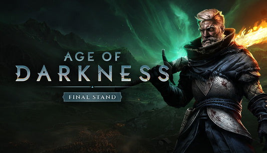 Official cover art for Age of Darkness: Final Stand featuring a lone warrior facing a massive horde of nightmarish creatures.