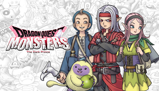 Official cover art for Dragon Quest Monsters: The Dark Prince showing a young man with white hair and a pink creature.